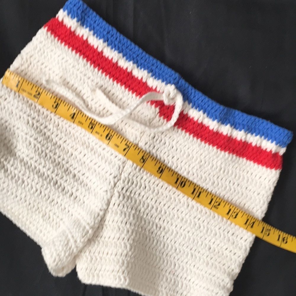 Hand Crocheted 100% USA Cotton Drawstring Shorts - Picture 6 of 10